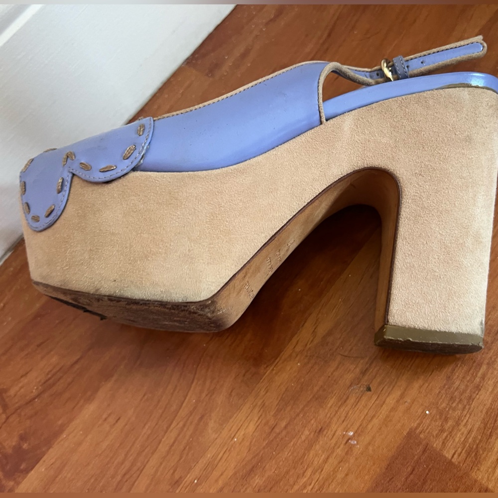 Sergio Rossi Made Italy Size 37 Purple and Tan Platform Heels - Picture 6 of 6